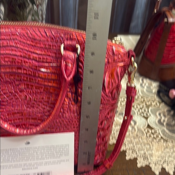 Brahmin Duxbury Red Dragon Crocodile Embossed Women's Bag and Wallet Set - Picture 10 of 11